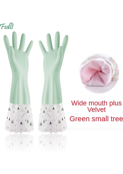 Yeşil C Plus Kadife Stili M Boyutu 1 Çift Pvc Lateks Eldiven Uzun Kollu Peluş Eldiven Temizlik Eldiveni Su Geçirmez Temizlik Aracı Bulaşık Yıkama Eldiveni Mutfak Aksesuarları Sıcak (Yurt Dışından)