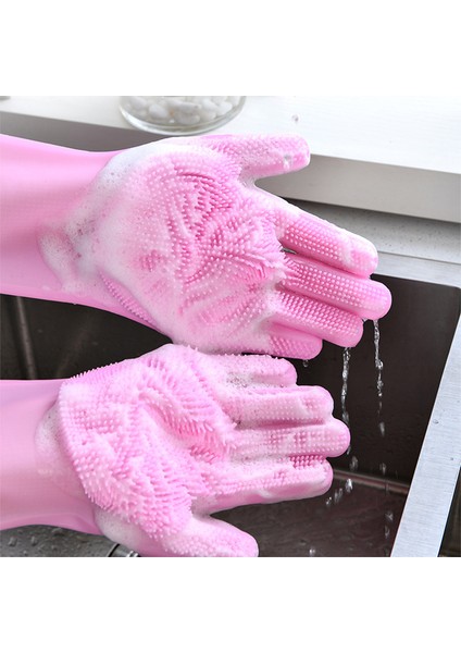 Gri Tarzı 120G Bulaşık Yıkama Temizlik Eldiveni Silikon Kauçuk Sünger Eldiven Ev Temizleyici Mutfak Temizleme Araçları Mutfak (Yurt Dışından) modelleri