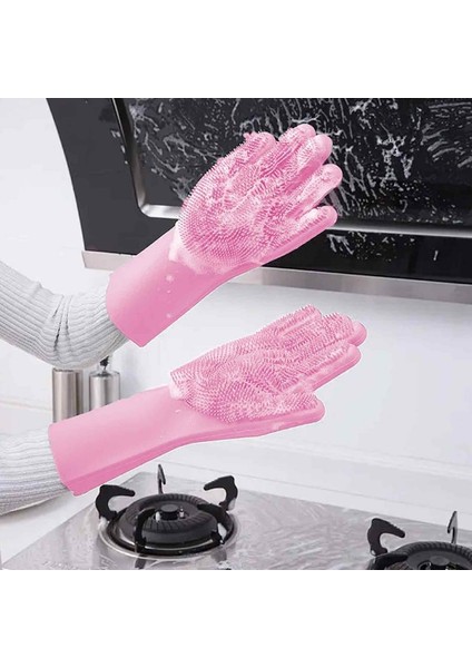 Pembe 100G Tarzı Mutfak Ev Için Silikon Bulaşık Eldiveni Temizlik Eldiveni (Yurt Dışından) fiyatları