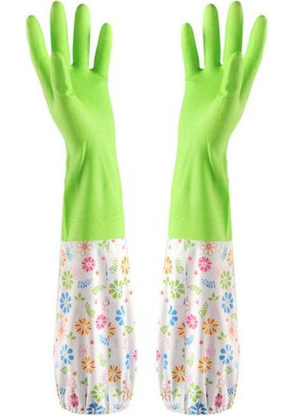 No.4 Stili Mutfak Elastik Uzun Kollu Temizlik Eldiveni ve Kadife Sıcak Eldiven Ev Su Geçirmez Bulaşık Eldiveni Ghmy (Yurt Dışından)