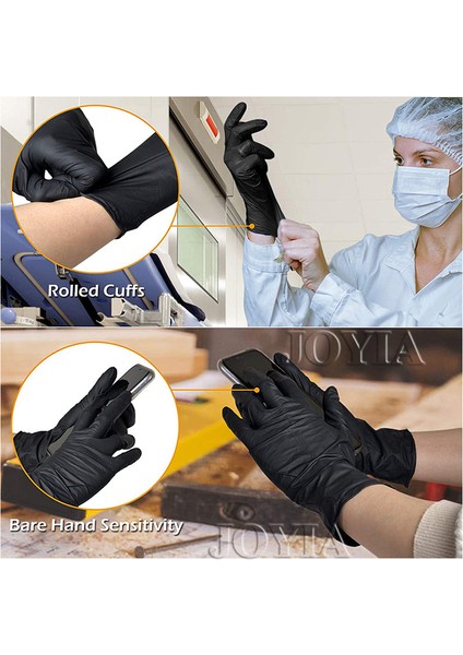 SIYAH-100 Adet Tarzı L Boyutu Siyah Tek Kullanımlık Nitril Eldiven Lateks ve Toz Içermeyen Küçük Orta Büyük Pembe Dövme Eldiveni Mutfak Temizlik Işleri Xs Xl (Yurt Dışından) modelleri