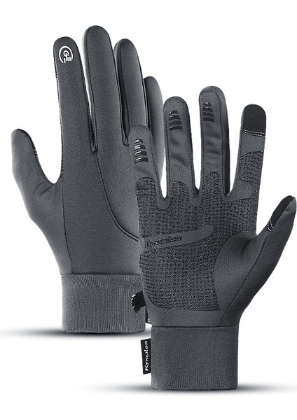 Gri Tarzı M Boyutu Kış Örgü Dokunmatik Eldiven Sıcak Örgü Eldiven Kaymaz Esnek Eldiven Erkek ve Kadınlar Için Termal Eldiven, Su Geçirmez Eldivenler (Yurt Dışından)