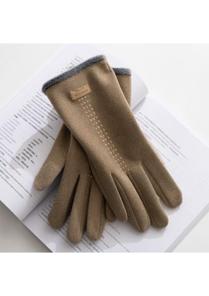 Bir Stil Erkekler Için Sürüş ve Sürüş Için Kışlık Peluş Sıcak Dokunmatik Ekran Sahte Tavşan Kadife Eldivenler (Yurt Dışından)