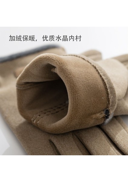 Bir Stil Erkekler Için Sürüş ve Sürüş Için Kışlık Peluş Sıcak Dokunmatik Ekran Sahte Tavşan Kadife Eldivenler (Yurt Dışından) modelleri