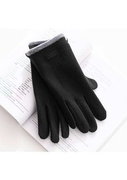 Bir Stil Erkekler Için Sürüş ve Sürüş Için Kışlık Peluş Sıcak Dokunmatik Ekran Sahte Tavşan Kadife Eldivenler (Yurt Dışından) fırsatları