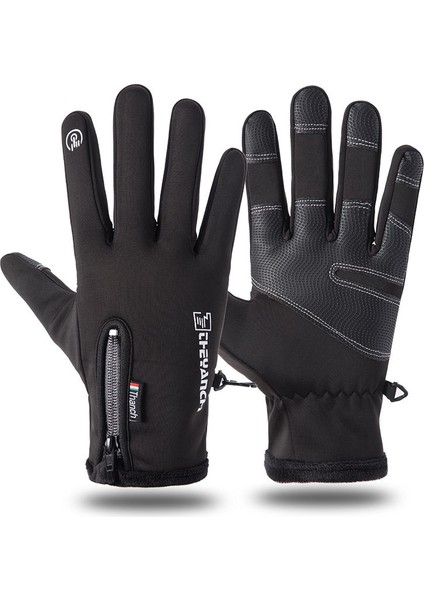 Gri Tarzı L Boyutu Erkek Kadın Spor Fitness Kaymaz Bisiklet Eldiveni Kış Artı Peluş Kalın Sıcak Dokunmatik Ekran Motosiklet Fermuar Kayak Eldiveni C57 (Yurt Dışından) modelleri