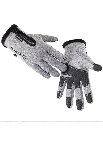 Gri Tarzı L Boyutu Erkek Kadın Spor Fitness Kaymaz Bisiklet Eldiveni Kış Artı Peluş Kalın Sıcak Dokunmatik Ekran Motosiklet Fermuar Kayak Eldiveni C57 (Yurt Dışından) fırsatları