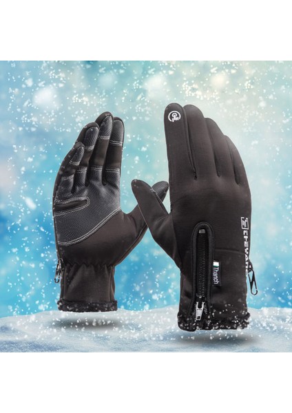 Gri Tarzı L Boyutu Erkek Kadın Spor Fitness Kaymaz Bisiklet Eldiveni Kış Artı Peluş Kalın Sıcak Dokunmatik Ekran Motosiklet Fermuar Kayak Eldiveni C57 (Yurt Dışından) indirimleri