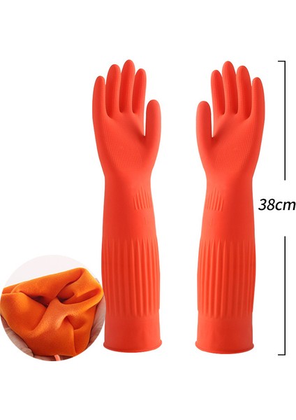 Flok Tarzı ile L Boyutu 45CM Su Geçirmez Ev Eldiveni Bulaşık Yıkama Eldiveni Su Toz Dur Dur Temizlik Uzun Kauçuk Eldiven Ev Işleri Mutfak Araçları (Yurt Dışından)