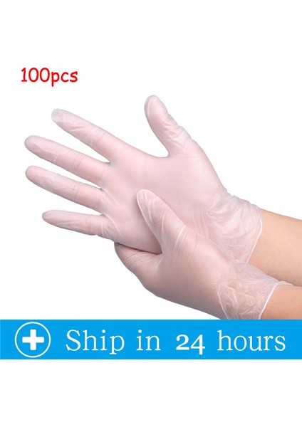 100-ŞEFFAF Stil L Boyutu Ev Temizliği Için Evrensel Pvc Eldiven Bulaşıkmutfaklatekskauçukbahçe Eldiveni Şeffaf Tek Kullanımlık (Yurt Dışından)