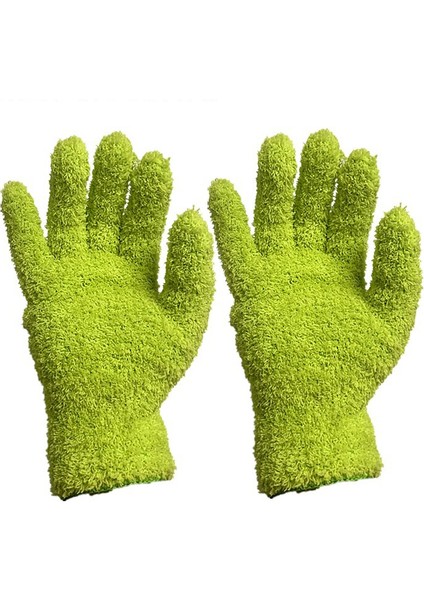 Çim Yeşili Tarzı Mikrofiber Mercan Polar Eldiven Araba Bakım Eldiveni Düz Renk Beş Parmak Toz Alma Ev Işleri Emici Eldiven (Yurt Dışından)