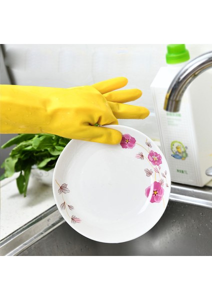 Sarı Stil S 32CM Kauçuk Lateks Eldiven Çamaşır Yıkama Iş Güvenliği Eldiveni Mutfak Aksesuarları Bulaşık Yıkama Su Geçirmez Eldiven Temizlik Aracı (Yurt Dışından)
