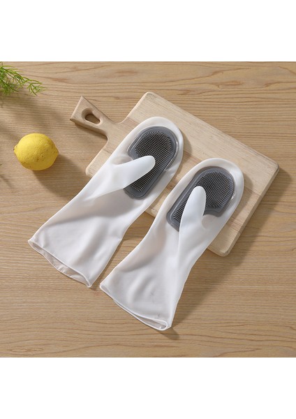 Gri Tarzı Silikon Su Geçirmez Eldiven Çok Fonksiyonlu Sihirli Fırça Bulaşık Eldiveni Kauçuk Mutfak Ev Işleri Temizlik (Yurt Dışından)