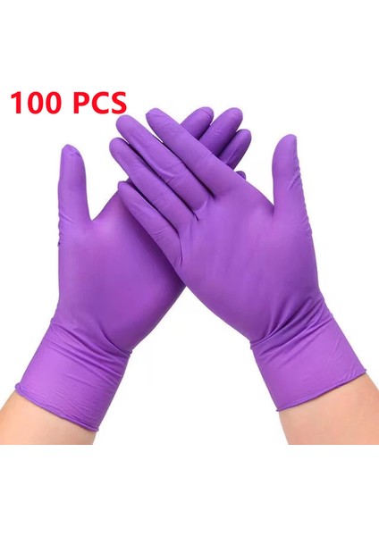 Mor 100PCS Tarzı S Beden Tek Kullanımlık Nitril Eldiven Vinil Lateks Kauçuk Ücretsiz Mutfak Spa Güzellik Iş Bahçe Gıda El Eldiveni Siyah Pembe Boyut x (Yurt Dışından)