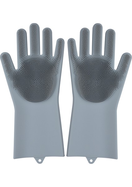 Gri Tarzı Mutfak Sihirli Silikon Bulaşık Eldiveni Ev Temizlik Eldiveni Süngerli Bulaşık Eldiveni (Yurt Dışından)