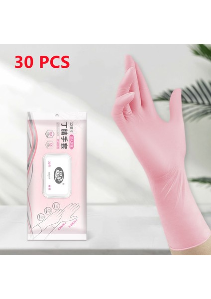 Pembe 30PCS Tarzı S Beden Pembe Nitril Tek Kullanımlık Eldiven 12 Inç Lateks ve Tozdan Arındırılmış Su Geçirmez Ev Eldiveni Temizlik Mutfak Yemek Bulaşık Yıkama Için (Yurt Dışından)