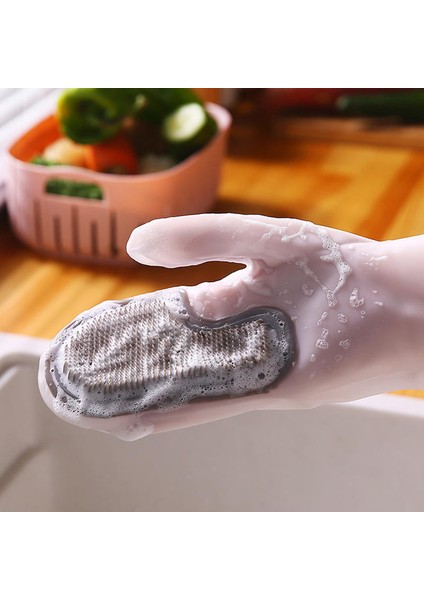 Mor Tarzı S Beden Fırça Yıkama Temizlik Mutfak Yeniden Kullanılabilir Sihirli Silikon Eldiven Ev Işleri Bulaşık Yıkama Eldiveni (Yurt Dışından) indirimleri