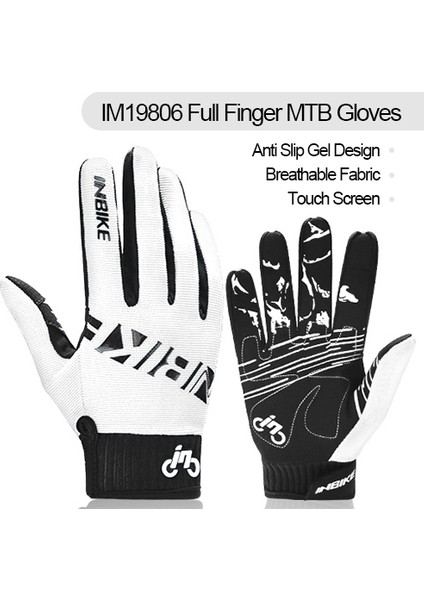 19806 Beyaz Tarz Xl Boyutu Inbıke Tam Parmak Bisiklet Eldivenleri Dayanıklı Mtb Bisiklet Eldivenleri Sürüş Açık Motosiklet Aksesuarları Dokunmatik Ekran Yastıklı IF239 (Yurt Dışından)