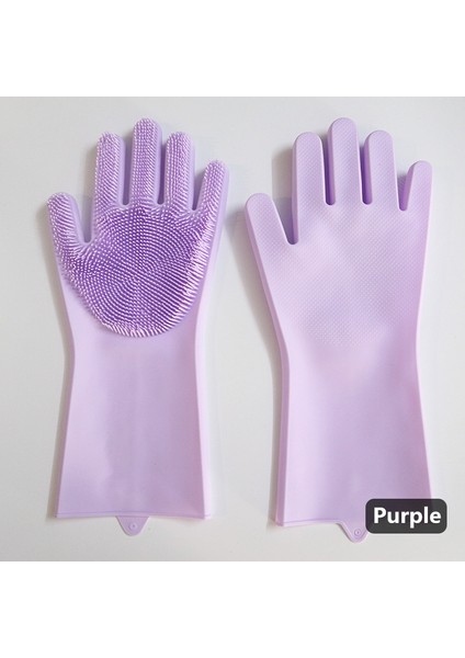 Mor Tarzı 1 Çift Bulaşık Yıkama Temizlik Eldiveni Silikon Kauçuk Sünger Eldiven Ev Temizleyici Mutfak Temizleme Araçları Mutfak (Yurt Dışından)