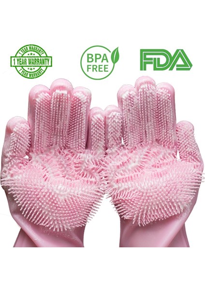 Mor Tarzı 1 Çift Bulaşık Yıkama Temizlik Eldiveni Silikon Kauçuk Sünger Eldiven Ev Temizleyici Mutfak Temizleme Araçları Mutfak (Yurt Dışından) fiyatları