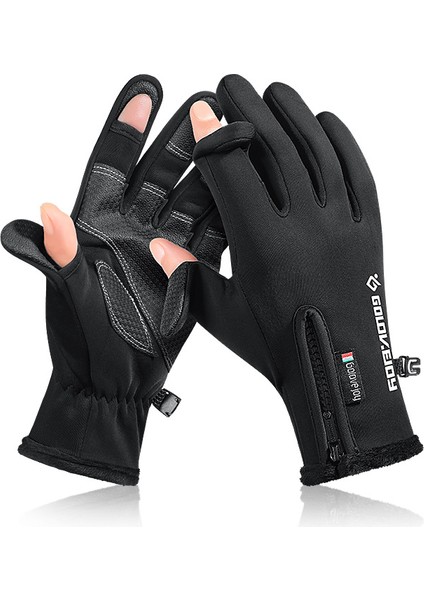 No.7 Tarzı M Boyutu Termal Eldiven Kış Dış Mekan Bisiklet Balıkçılık Eldiveni Erkeklerin Fotoğrafçılık Dokunmatik Ekran Polar Polar Yarım Parmak Flip Eldiven (Yurt Dışından)