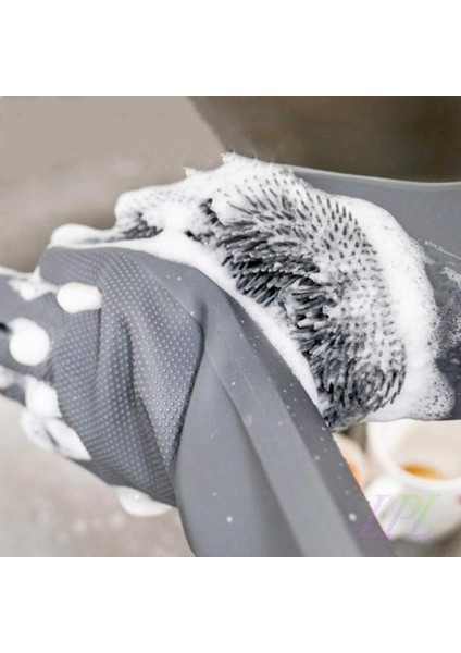 Gri Tarzı Bulaşık Yıkama Temizlik Eldiveni Silikon Kauçuk Sünger Eldiven Ev Temizleyici Mutfak Temizleme Aracı Mutfak (Yurt Dışından) fiyatları