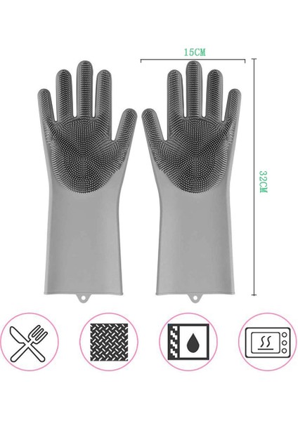 Gri Tarzı Bulaşık Yıkama Temizlik Eldiveni Silikon Kauçuk Sünger Eldiven Ev Temizleyici Mutfak Temizleme Aracı Mutfak (Yurt Dışından) fırsatları