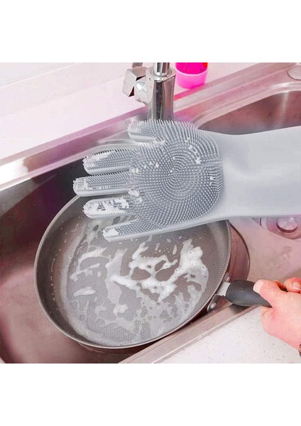 Gri Tarzı Bulaşık Yıkama Temizlik Eldiveni Silikon Kauçuk Sünger Eldiven Ev Temizleyici Mutfak Temizleme Aracı Mutfak (Yurt Dışından) indirimleri