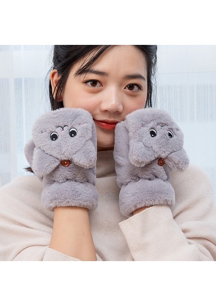 C Tarzı Kadınlar Için Kış Sıcak Yumuşak Tavşan Kürkü Örme Eldivenler Yarım Parmaklı Sürüş Eldivenleri Peluş Kalın Sevimli Kedi Dokunmatik Ekran Eldivenleri U2 (Yurt Dışından) fırsatları