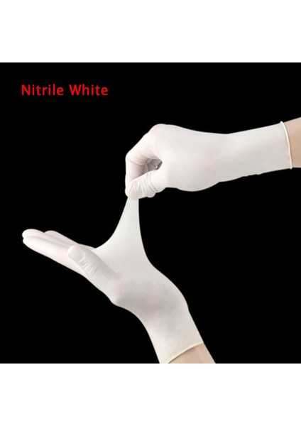 Nitril Beyaz Tarzı Xl Boyutu Tek Kullanımlık Nitril Eldiven Su Geçirmez Toz Içermeyen Lateks Eldiven Ev Temizlik Iş Güvenlik Araçları Unisex Lateks Eldiven (Yurt Dışından)
