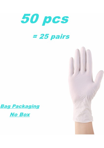 Beyaz 50PCS Tarzı L Boyutu Nitril Tek Kullanımlık Eldiven Toz Lateks Mutfak Eldiveni - Gıda Temasına Uygun Güzellik Salonu Temizlik Eldiveni (Yurt Dışından)