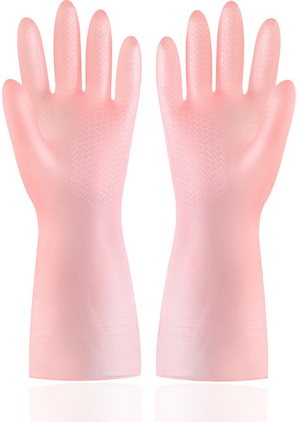 Pembe Bir Tarz L Boyutu Kadın Su Geçirmez Lateks Bulaşık Eldiveni Mutfak Kalın Yıkama Eldiveni Temizlik Aracı (Yurt Dışından)