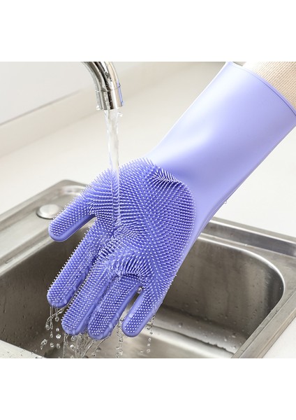 Mavi Yuvarlak Tarz 1 Çift 1 Çift Bulaşık Yıkama Temizlik Eldiveni Sihirli Silikon Kauçuk Bulaşık Yıkama Eldiveni Ev Temizleyici Mutfak Temiz Aracı Sünger (Yurt Dışından) fırsatları