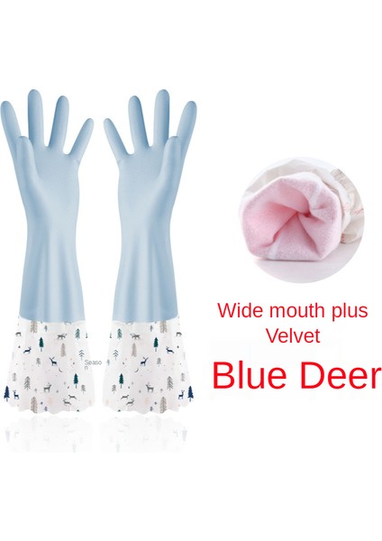 N777 Mavi Tarzı L Boyutu 1 Çift Kalınlaştırılmış Bulaşık Eldiveni Mutfak Aşınmaya Dayanıklı Lateks Kauçuk Çamaşır Suyu Geçirmez Plastik Ev Dayanıklı Kase Fırça (Yurt Dışından)