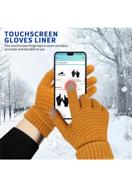 Sarı Stil Kış Sıcak Örme Eldiven Dokunmatik Ekran Örme Eldiven Kalın Sıcak Yetişkin Eldiveni Erkek Kadınlar Için (Yurt Dışından) fırsatları
