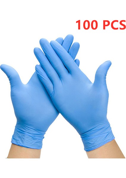 Mavi 100PCS Tarzı M Boyutu 100 Paket Nitril Tek Kullanımlık Eldiven Gıda Sınıfı Su Geçirmez Siyah Kalın Eldiven Ev Temizliği Mutfak Mekanik Çalışma Için (Yurt Dışından)