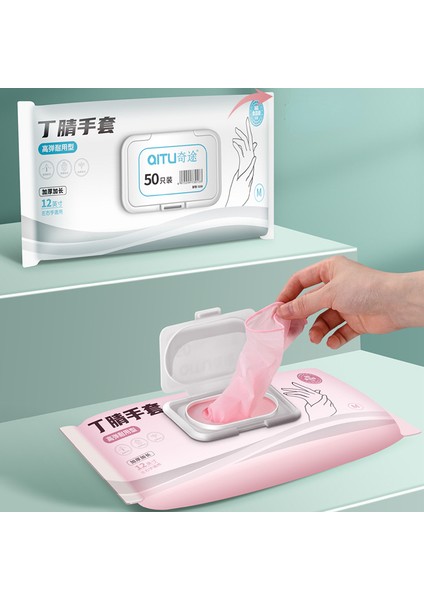 12IN Pembe 50 Adet Tarzı L Boyutu Nitril Lateks Eldiven Gıda Sınıfı Dayanıklı Eldiven Tek Kullanımlık Güzellik Ev Temizlik Mutfak Pişirme Fırınlama Eldiveni (Yurt Dışından)