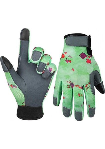 Yeşil Stil M Boyutu Bahçe Işleri Için Baskılı Bahçe Eldiveni Elastik Bilek Polyester Kumaş Iş Eldiveni Dokunmatik Ekran Yumuşak Unisex Eldiven (Yurt Dışından)