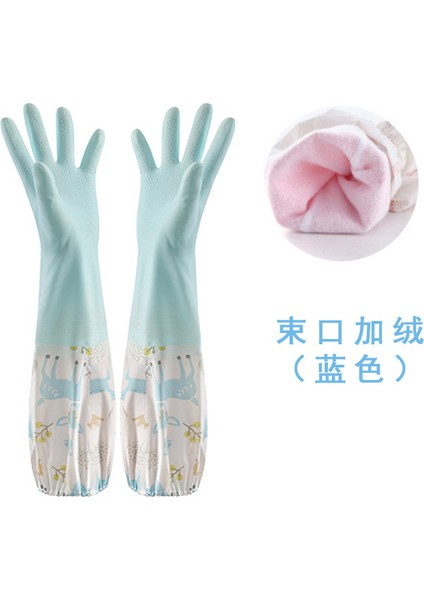 Mavi Artı Kadife Tarzı L Boyutu 2 Çift Bulaşık Eldiveni Sıcak Peluş Kauçuk Su Geçirmez Mutfak Bulaşıkları Yıkama Ev Işleri Eldiven Kadınlar Su Geçirmez Temizlik Eldiveni (Yurt Dışından)