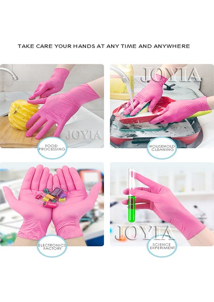 Mor - 100 Adet Stili Xs Boyutu Pembe Nitril Tek Kullanımlık Eldiven Lateks Içermez Xs Küçük Kadın Kız Çocuk Ev Temizliği Salon Vinil Eldiven Siyah Tozdan Arındırılmış (Yurt Dışından) fiyatları