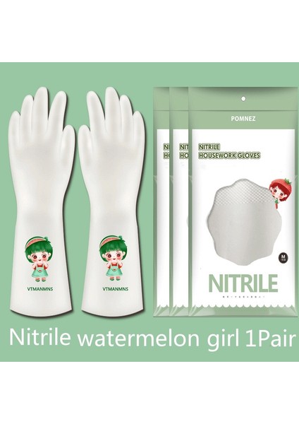 Nitril-D Stili S Beden Kadın Su Geçirmez Kauçuk Lateks Bulaşık Eldiveni Mutfak Dayanıklı Temizlik Ev Işleri Bulaşık Yıkama Araçları (Yurt Dışından)