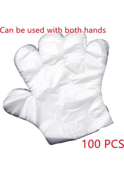 100 Pcs Tarzı Plastik Büyük Tek Kullanımlık Polietilen Şeffaf Eldiven Gıda Işleme Pişirme Temizlik Mutfak Restoran Barbekü Aksesuarı (Yurt Dışından)
