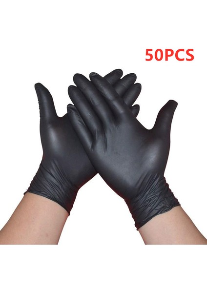 Siyah 50PCS Stili M Boyutu Tek Kullanımlık Nitril Eldiven Xs Alerjiye Uygun Koruyucu Güvenlik Eldiveni Çalışma Mutfak Bulaşık Makine Siyah Eldiven (Yurt Dışından)