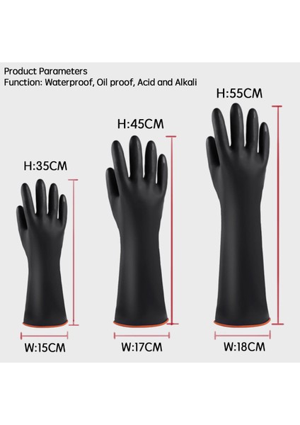 55CM Tarzı 1 Çift Siyah Su Geçirmez Eldivenler Temizlik, Tesisat, Ev Veya Bahçe Işleri Için, Asit, Alkali Endüstrisinde Kullanılan Kimyasal Lateks Eldivenler (Yurt Dışından)