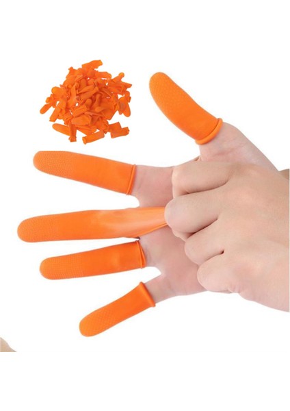100PCS Tarzı M Boyutu Yeniden Kullanılabilir Parmak Kılıfı Tırnak Sanatı Aracı Lastik Eldiven Turuncu Parmak Kılıfları Kaymaz Doğal Lateks Parmak Ucu Koruyucu Temizlik (Yurt Dışından) fiyatları