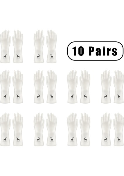 Geyik X10 Stili S Beden 10 Çift Pvc Temizlik Eldiveni Su Geçirmez Aşınmaya Dayanıklı Kaymaz Lateks Malzeme Ev Işleri Çamaşır Yıkama Bulaşık Mutfak (Yurt Dışından)