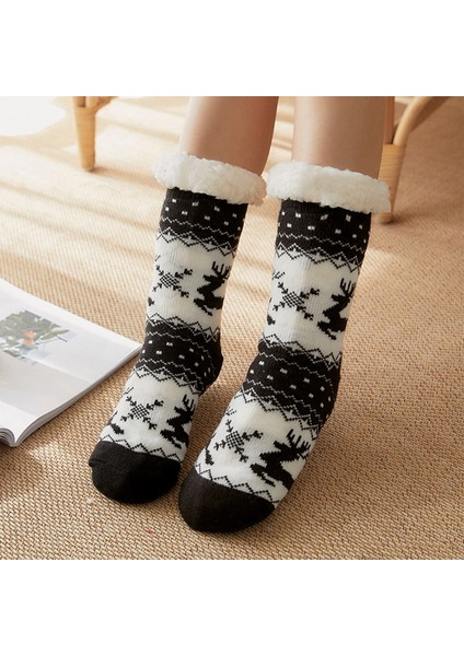 STIL11 Tarzı Tek Beden Herkese Uyar Kadınlar Için Noel Sıcak Peluş Çoraplar Yumuşak Örme Termal Çoraplar Ev Içi Sevimli Halı Kaymaz Çoraplar Noel Hediyesi (Yurt Dışından) indirimleri