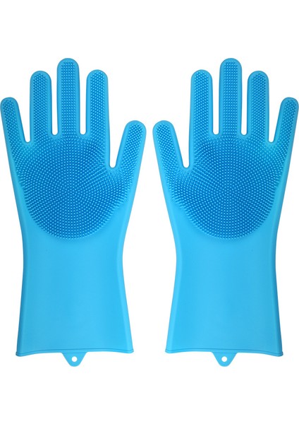 Mavi Stil Bulaşık Yıkama Temizlik Eldiveni Silikon Kauçuk Sünger Eldiven Ev Temizleyici Mutfak Aracı (Yurt Dışından)