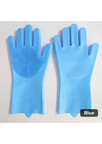 Mavi Stil 1 Çift Bulaşık Yıkama Temizlik Eldiveni Silikon Kauçuk Sünger Eldiven Ev Temizleyici Mutfak Temizleme Araçları Mutfak (Yurt Dışından)