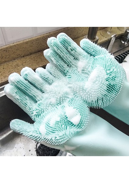 Mavi Stil 1 Çift Bulaşık Yıkama Temizlik Eldiveni Silikon Kauçuk Sünger Eldiven Ev Temizleyici Mutfak Temizleme Araçları Mutfak (Yurt Dışından) modelleri